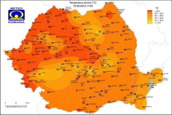 romania temperaturi septembrie 2015